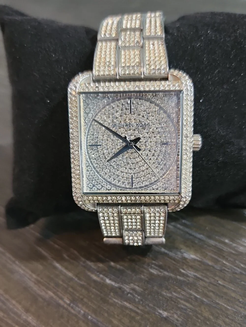 MICHAEL KORS Square Crystal Pavé Statement Watch - Silver Tone